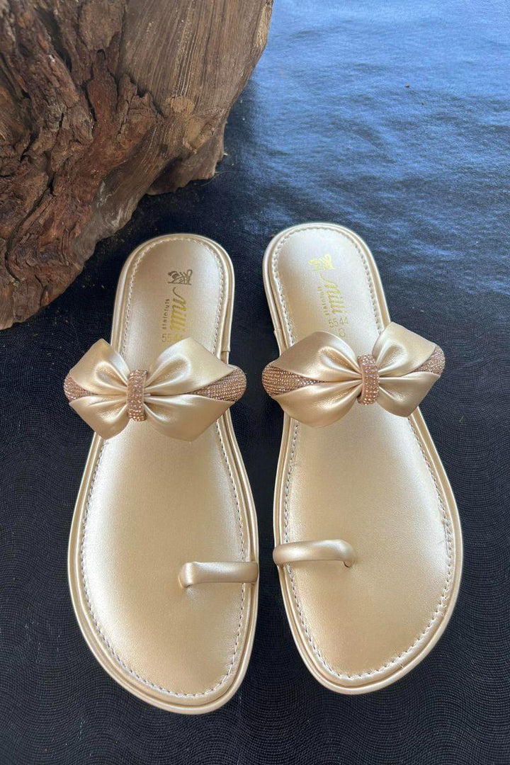 Milli Shoes - Bow Kohlapuri - Golden - 5544