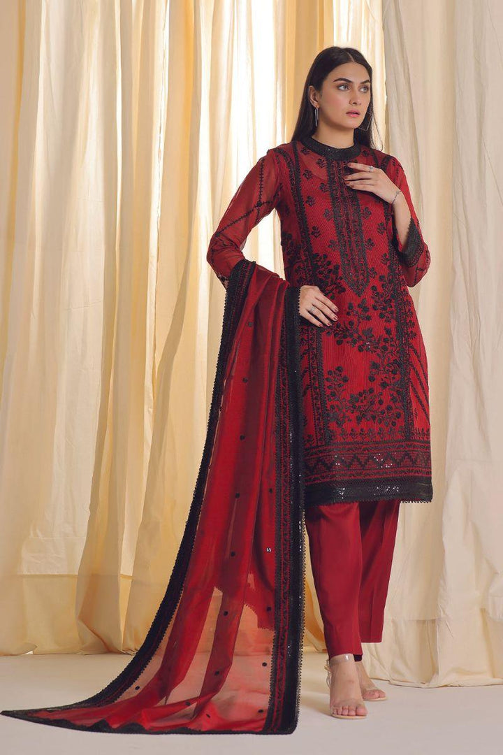 Rizwan Beyg Design - Ivana - Organza Net - Red - 2 Piece