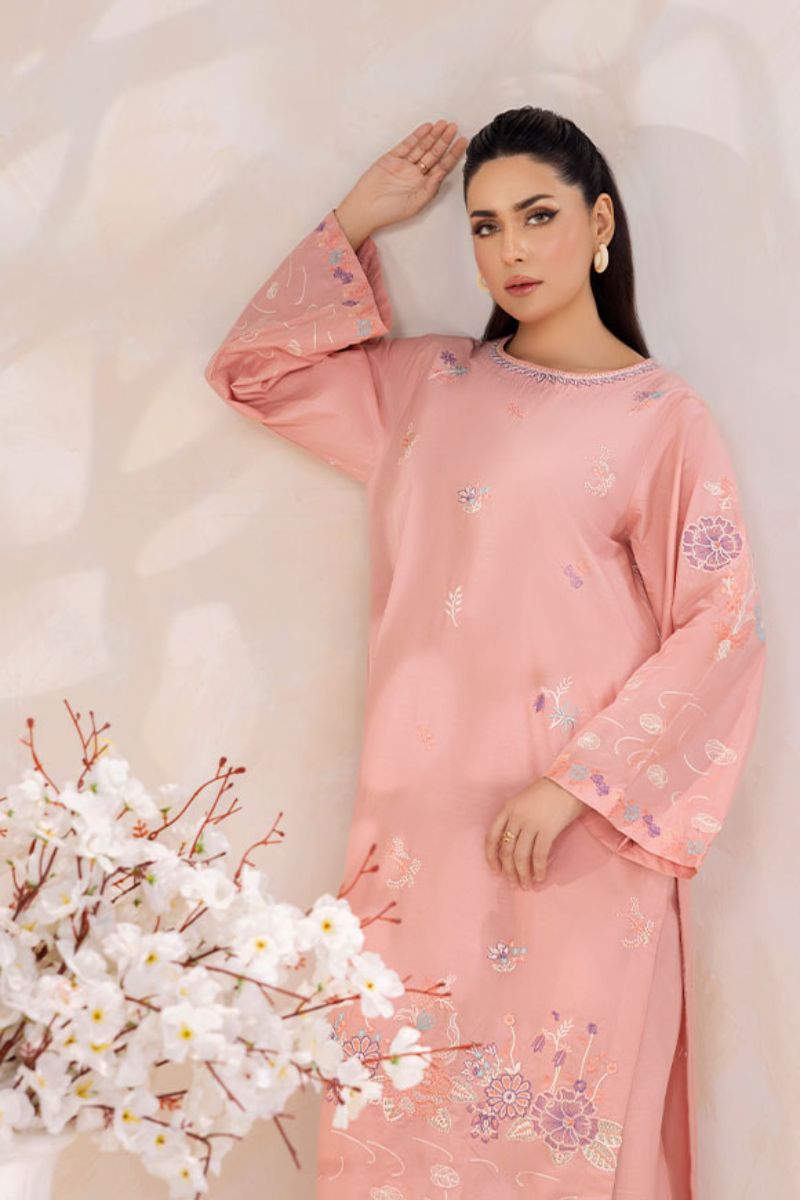 SAFWA - Embroidered - Pink - Lawn - 2 Piece - Stitched