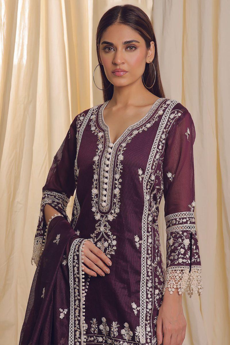 Rizwan Beyg Design - Amritsar - Cotton Net - Purple - 2 Piece