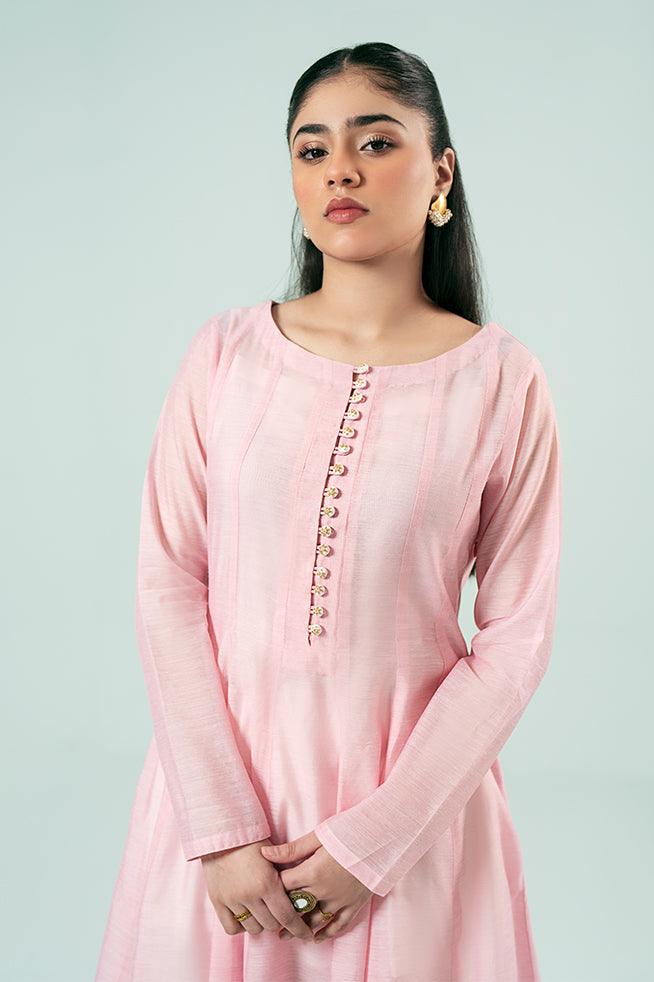 FOZIA KHALID  - Classic Pink Kali Daar - Paper Silk - 1 Piece