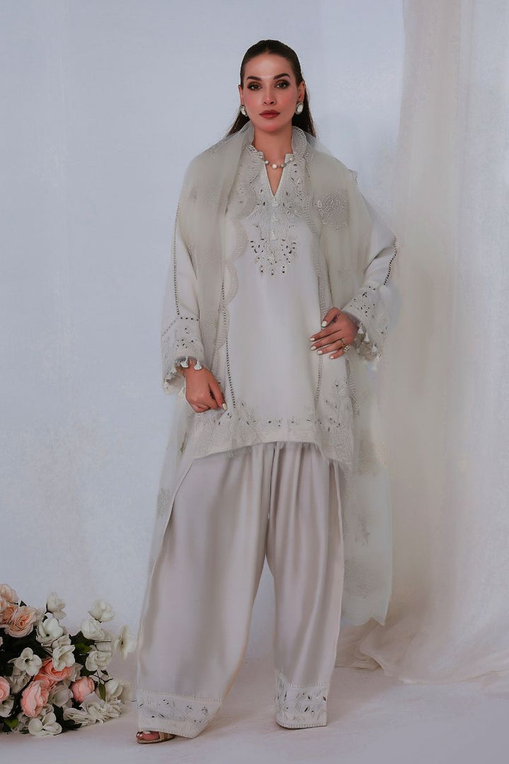 Reema Ahsan - NORAH - Khadi silk  - Ivory  - 3 Piece