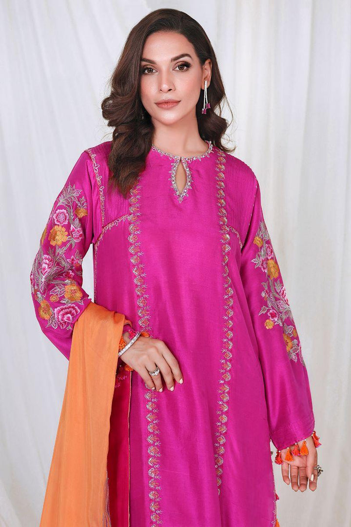 Reema Ahsan - VANYA - Pure raw silk  - Magenta pink  - 3 Piece