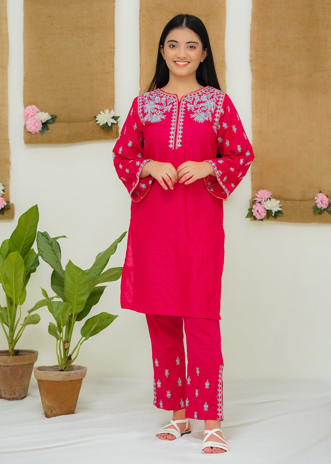 Modest - Peony - Pink - Khaddar - Girls 2 Piece Suit