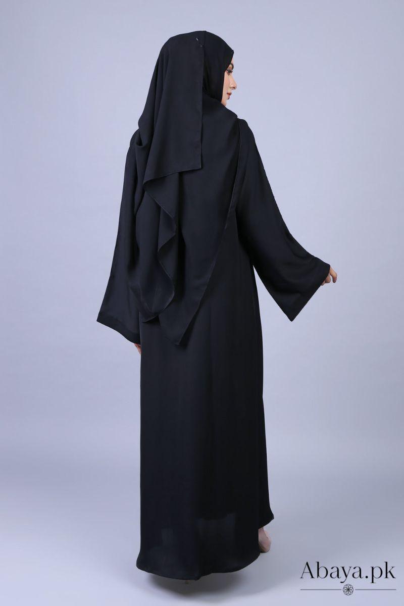 Abaya.pk - Pristine Black Abaya & Hijab - Chiffon & Nada Fabric