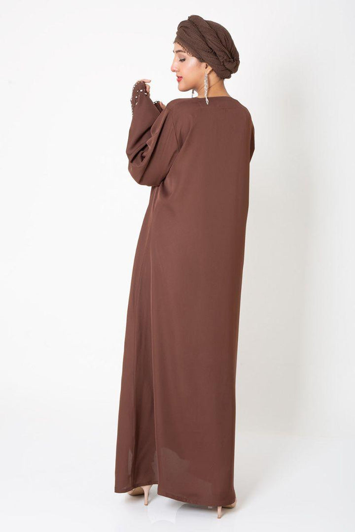 Abaya.pk - Reflection Brown Abaya - Nada Fabric - Brown