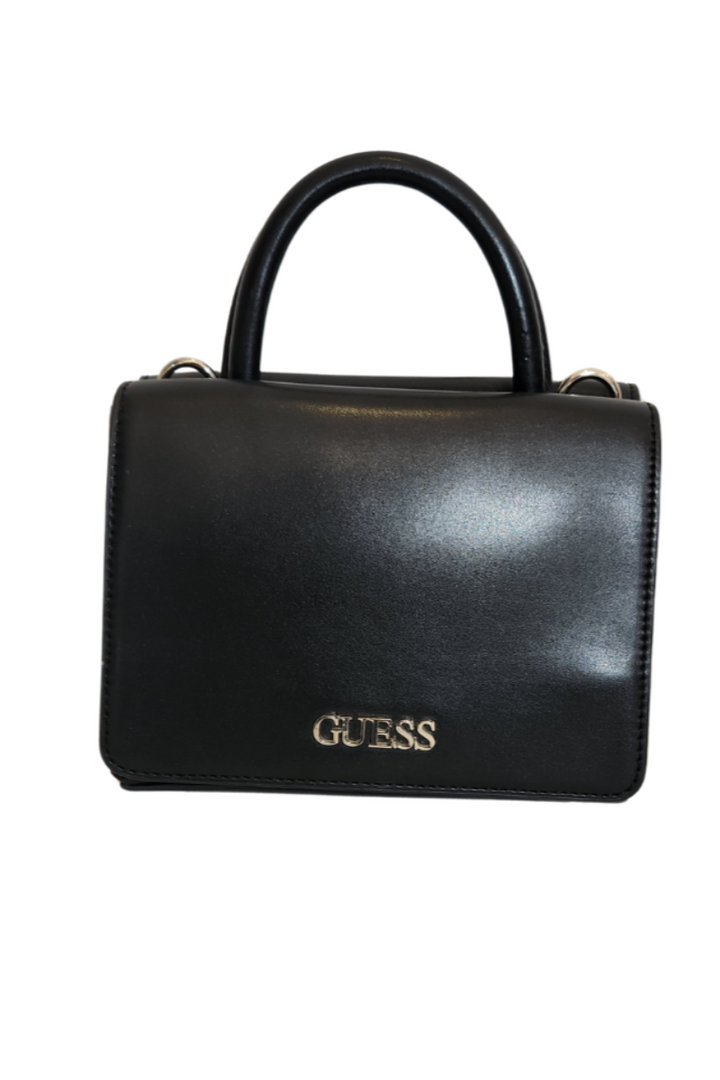 Pre-Loved Treasures - Guess Black Kendy Double Flap Leatherette Crossbody Bag