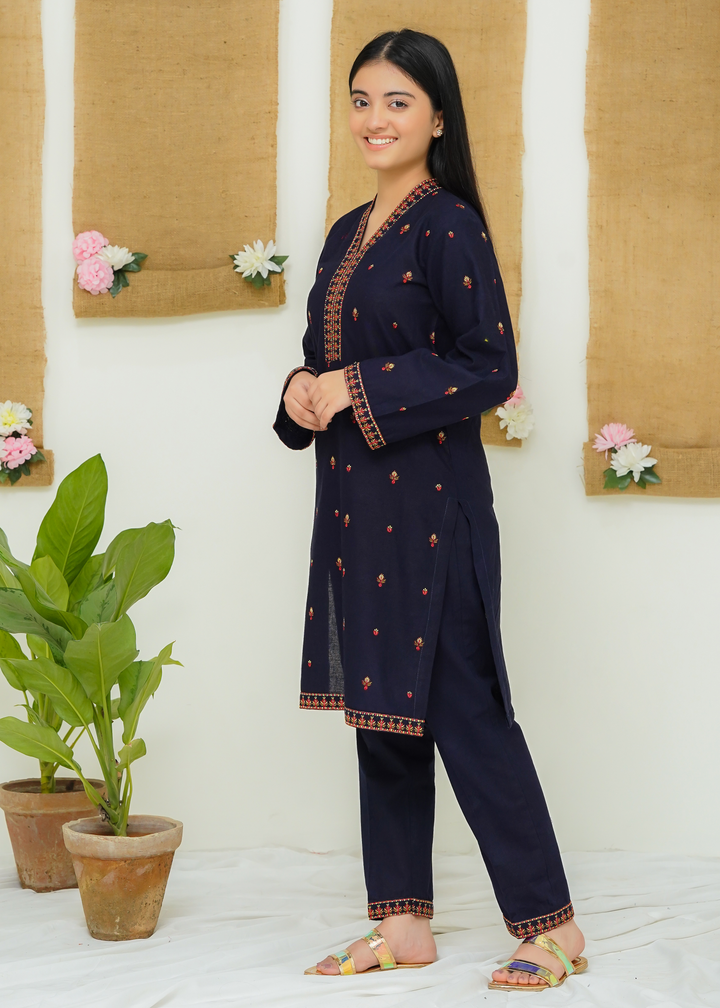 Modest - Dusk - Navy Blue - Khaddar - Girls 2 Piece Suit