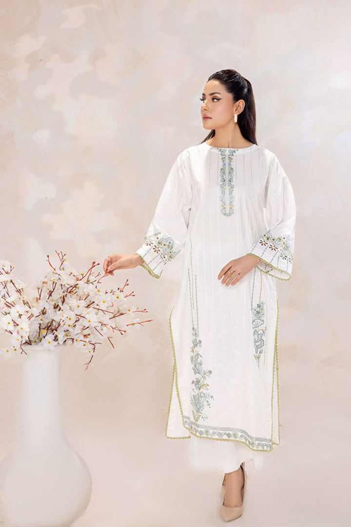 SAFWA - Embroidered - White - Lawn - 2 Piece - Stitched