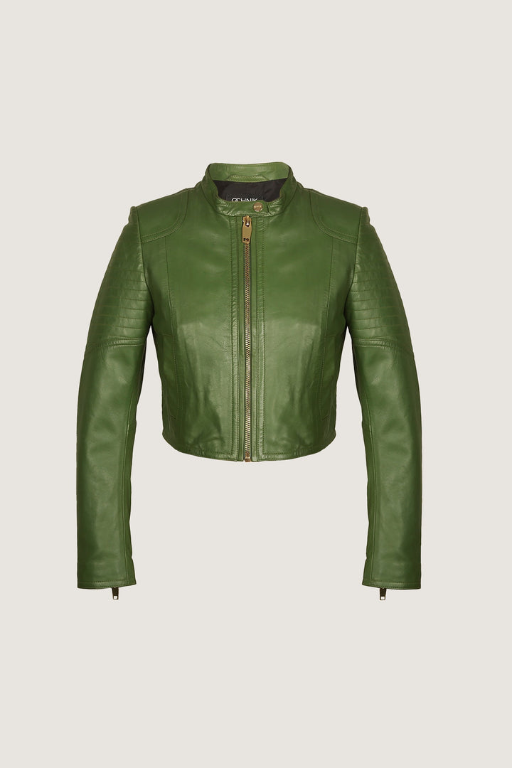 Novado - Women's Edgy Fashion Leather Jacket - Green - 1 Piece