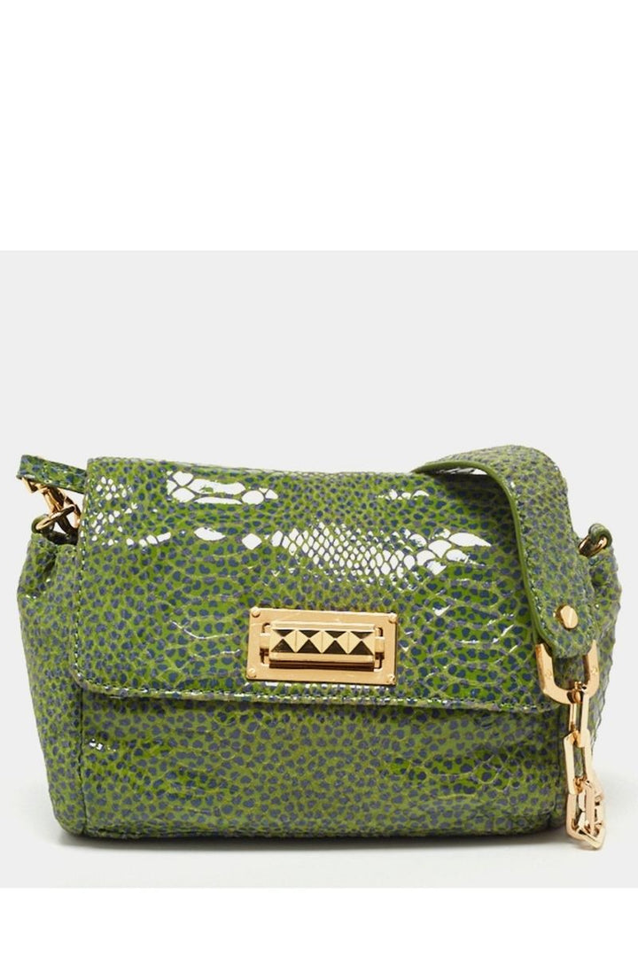 Haute Secret Shoppers - Tory Burch Green Python Print Laminate Leather Shoulder Bag