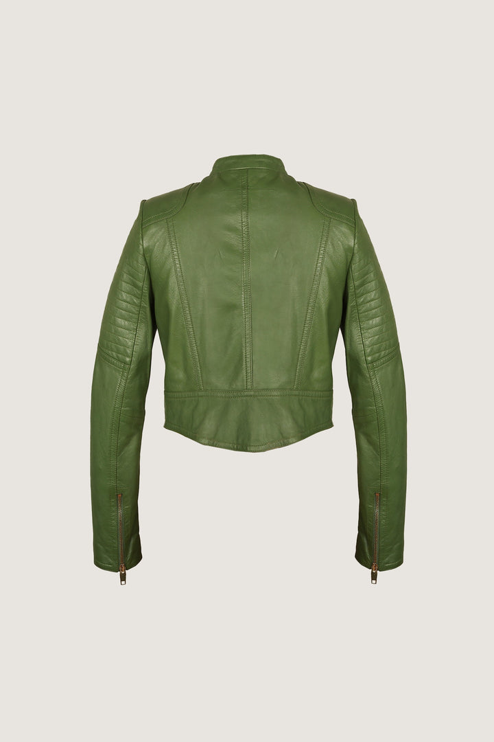 Novado - Women's Edgy Fashion Leather Jacket - Green - 1 Piece