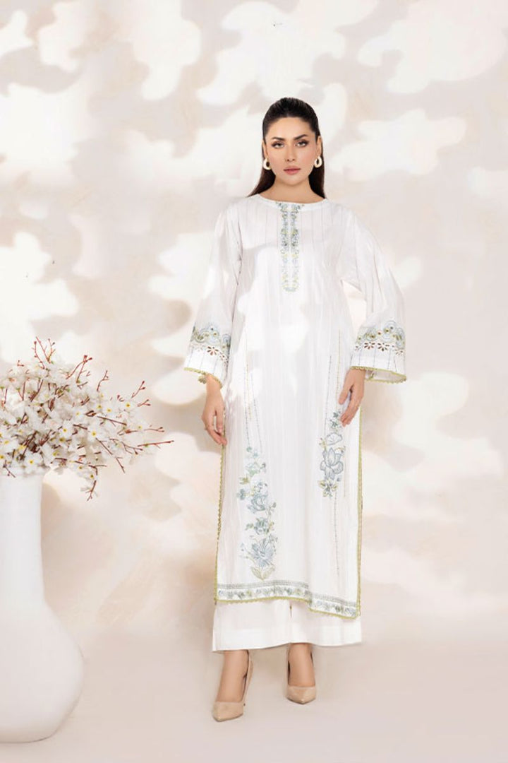 SAFWA - Embroidered - White - Lawn - 2 Piece - Stitched