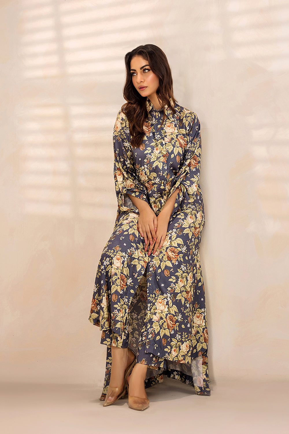 SAFWA - Printed - Grey - Lawn - 2 Piece - Stitched