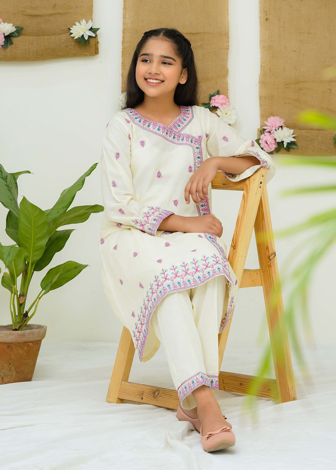 Modest - Mistara - Cream - Khaddar - Girls 2 Piece Suit