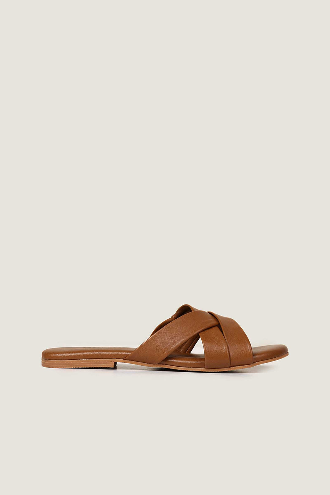 Novado - Flat Leather Sandals - Brown