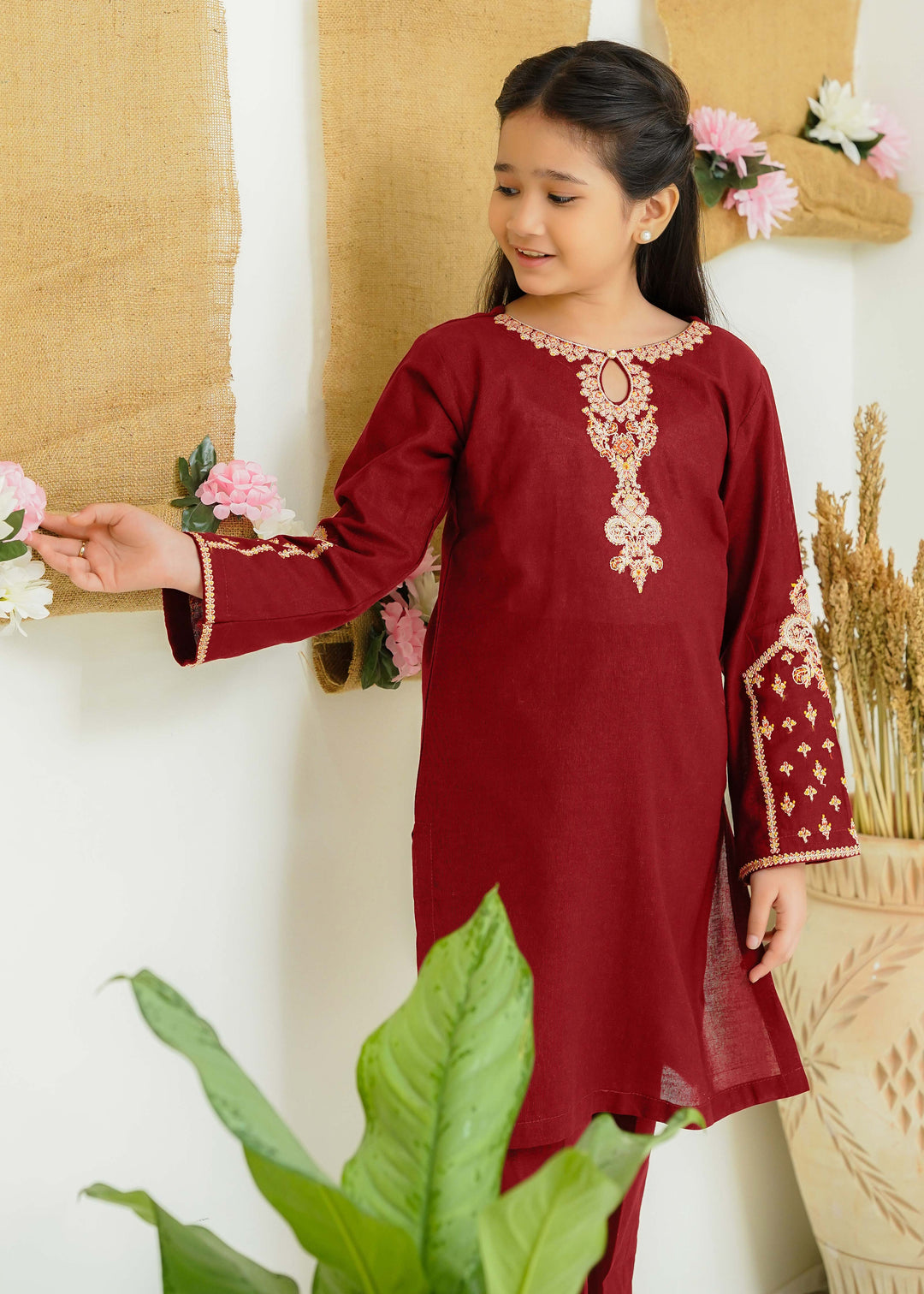 Modest - Pomona - Maroon - Khaddar - Girls 2 Piece Suit