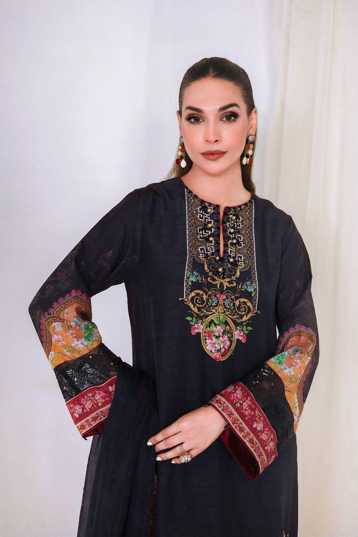 Reema Ahsan - SIREN - Korean raw silk  - Black  - 3 Piece