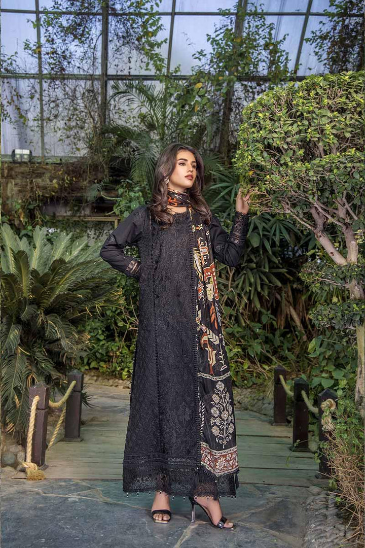 Malook - Haya - Black - Lawn - 3 Piece - Unstitch