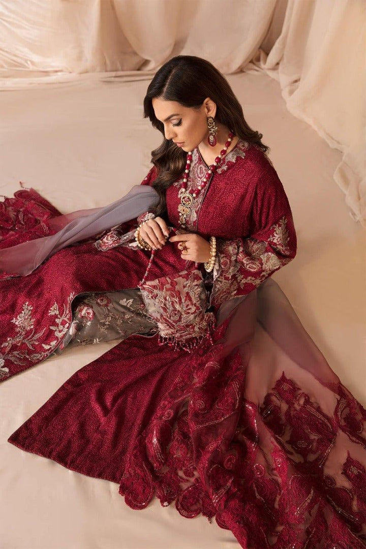 Nilofer Shahid - Carnation flame - Flower Embroidered - 3 Piece - Studio by TCS