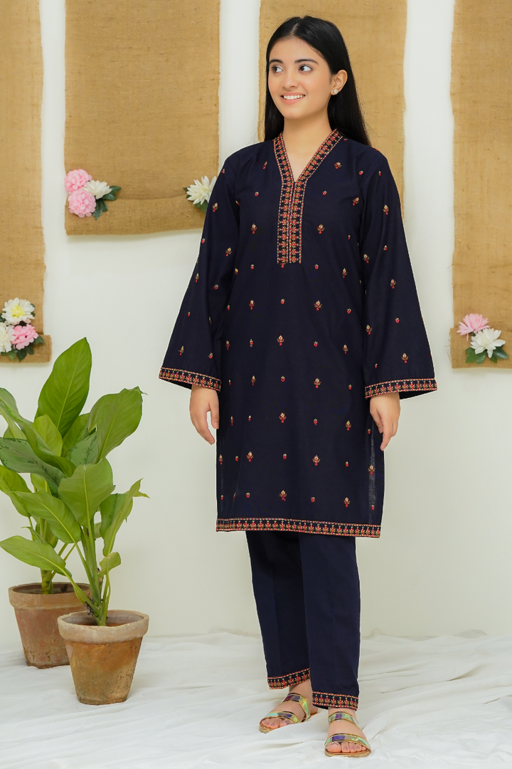 Modest - Dusk - Navy Blue - Khaddar - Girls 2 Piece Suit