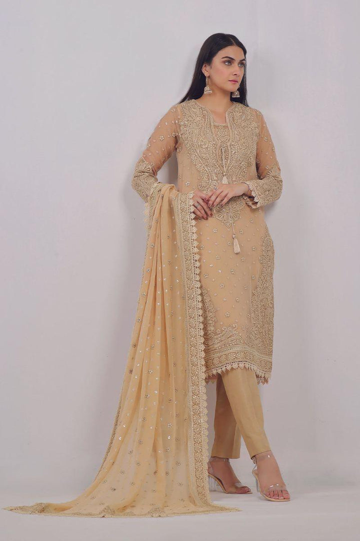 Rizwan Beyg Design - Manaali - Cotton Net - Beige - 2 Piece