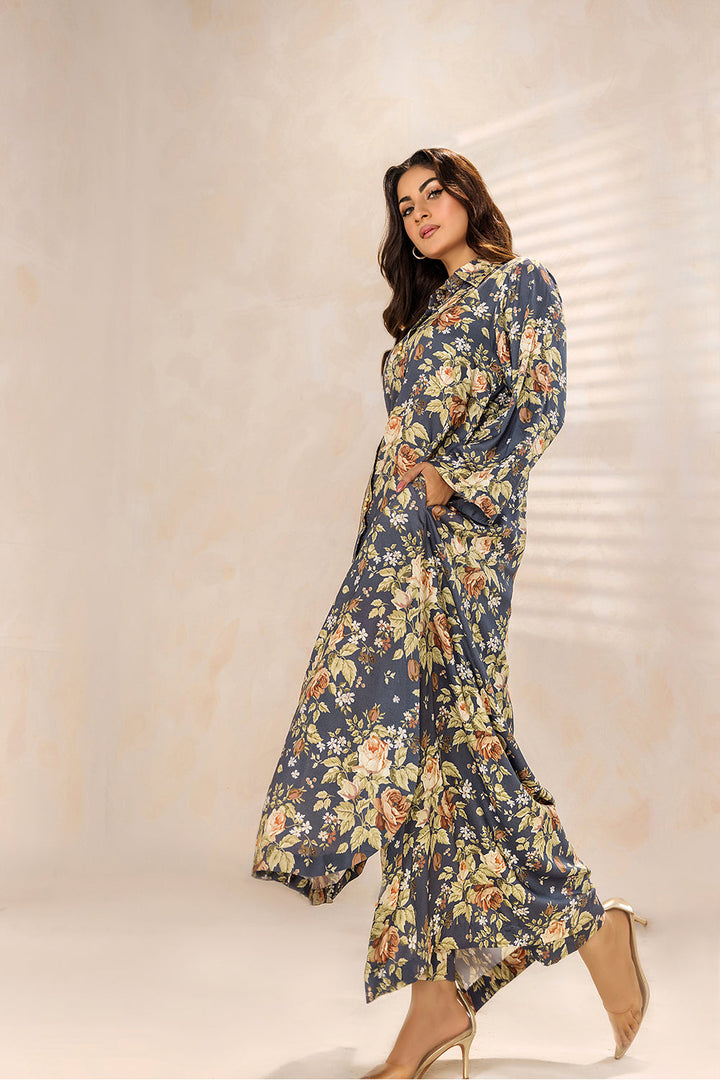 SAFWA - Printed - Grey - Lawn - 2 Piece - Stitched