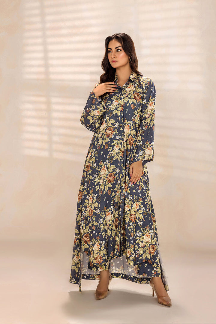 SAFWA - Printed - Grey - Lawn - 2 Piece - Stitched