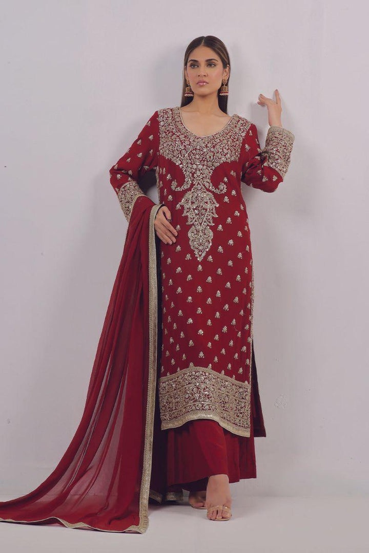 Rizwan Beyg Design - Arabella - Chiffon - Red - 2 Piece