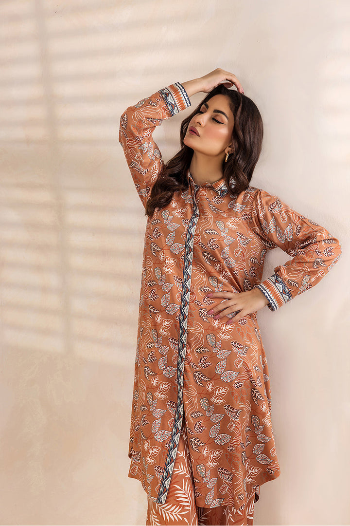 SAFWA - Printed - Orange - Lawn - 2 Piece - Stitched