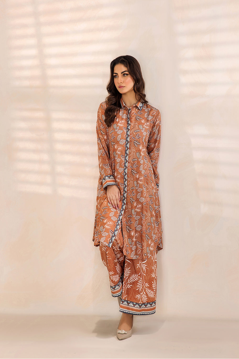 SAFWA - Printed - Orange - Lawn - 2 Piece - Stitched