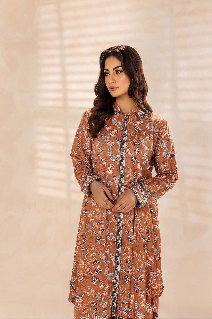 SAFWA - Printed - Orange - Lawn - 2 Piece - Stitched