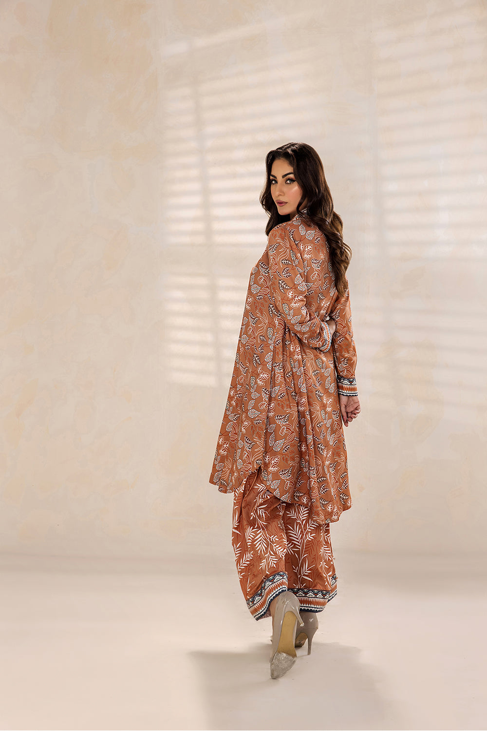 SAFWA - Printed - Orange - Lawn - 2 Piece - Stitched