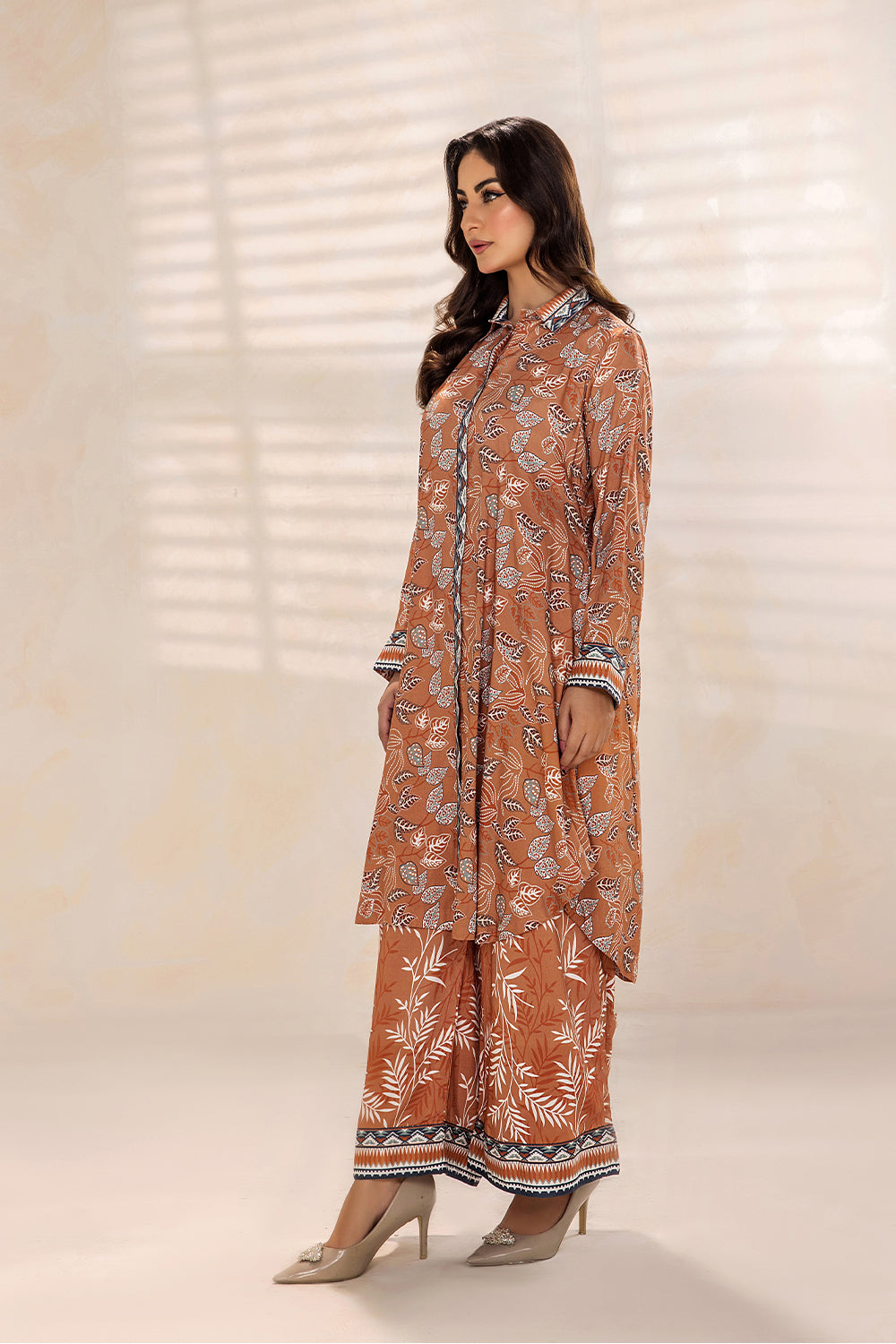 SAFWA - Printed - Orange - Lawn - 2 Piece - Stitched