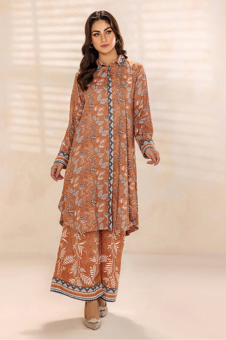 SAFWA - Printed - Orange - Lawn - 2 Piece - Stitched