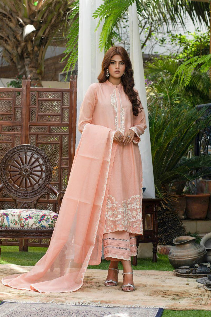 Khayal By Shaista Hasan - Peach - Pure Silk - 3 Piece