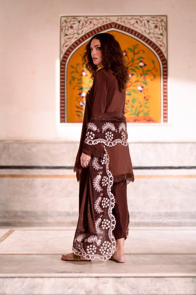 FOZIA KHALID - Raniya - silk - brown - 3 Piece