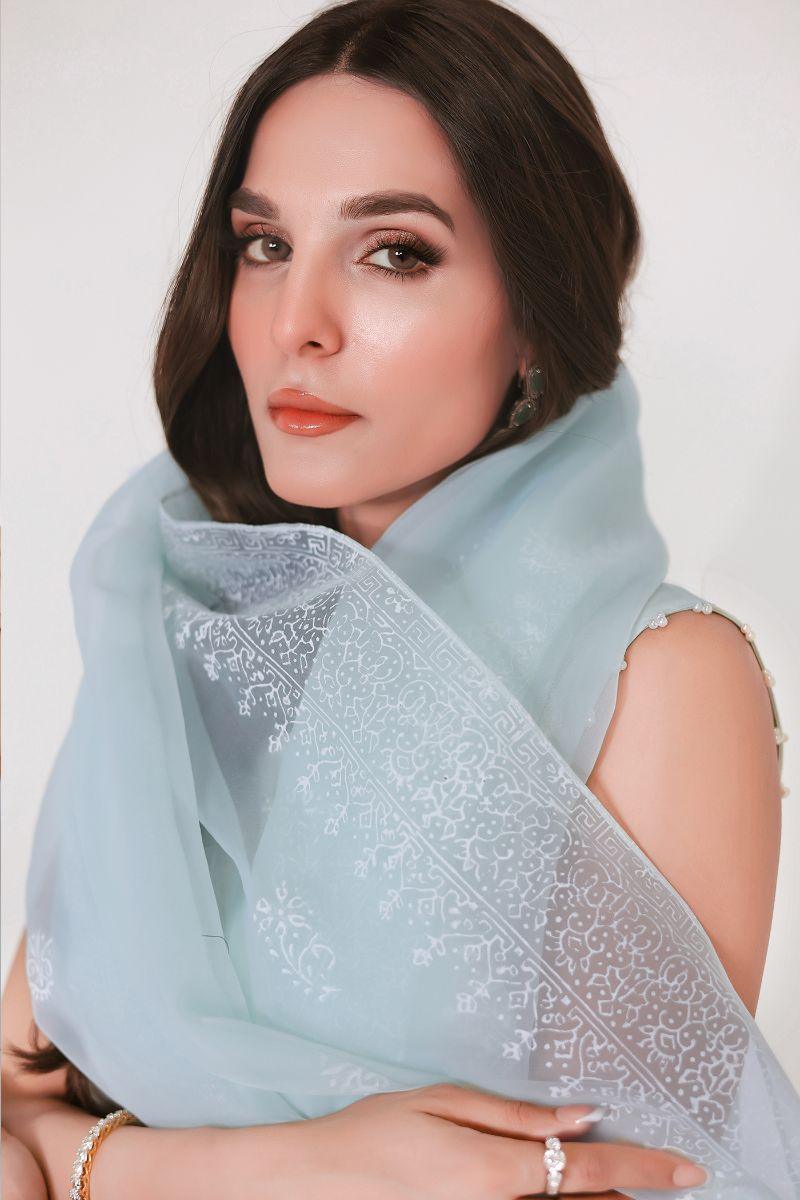 Reema Ahsan - JIYA - Korean raw silk  - Ice blue  - 3 Piece