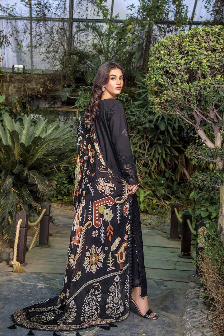 Malook - Haya - Black - Lawn - 3 Piece - Unstitch