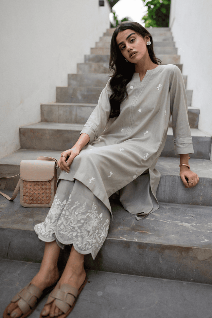 LA ROSAA - Luna - Khaddar - Grey - 2 Piece