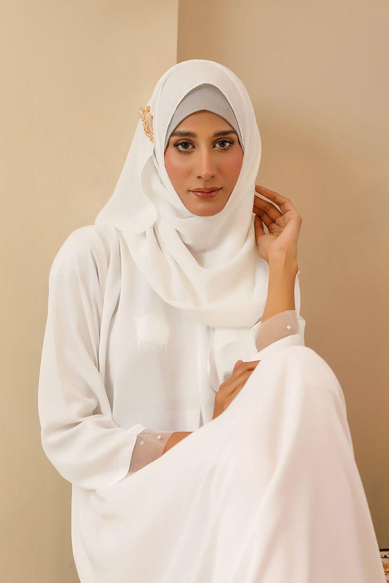 Hijabi - Pacific Pearl White Abaya - Studio by TCS