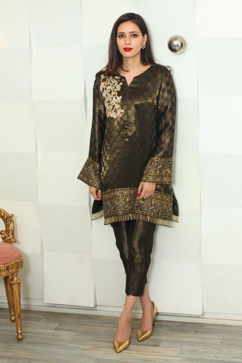 Maheen Trends - Gold Rose - Black - 2 Piece - Cotton & Net