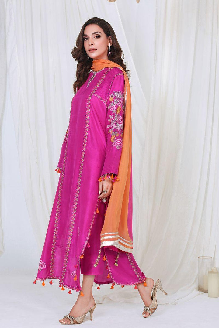 Reema Ahsan - VANYA - Pure raw silk  - Magenta pink  - 3 Piece