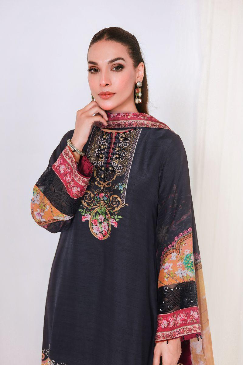 Reema Ahsan - SIREN - Korean raw silk  - Black  - 3 Piece