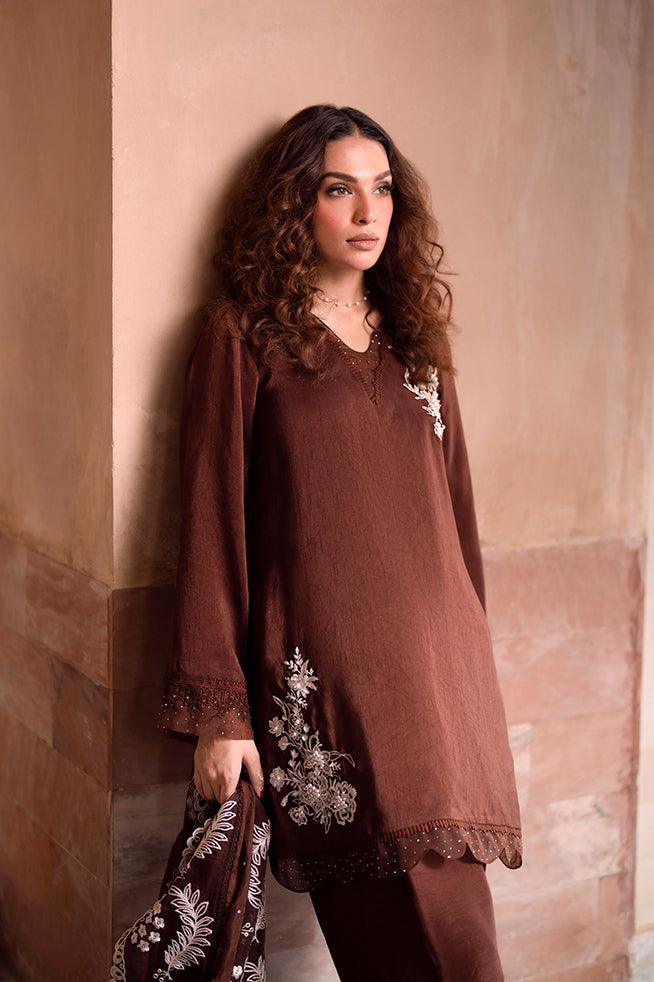 FOZIA KHALID - Raniya - silk - brown - 3 Piece