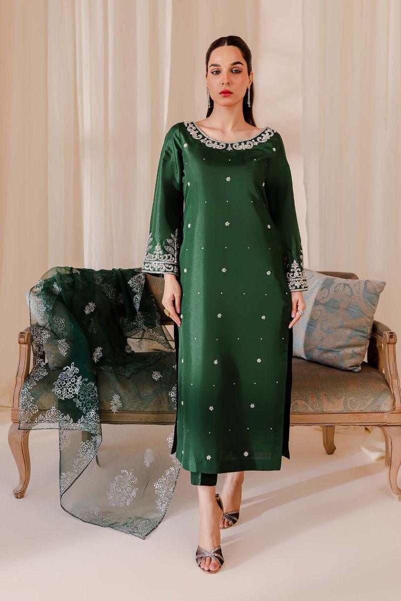 Allure by Ih - CAMELIA - Katan Silk - Emerald - 3 Piece - Studio by TCS