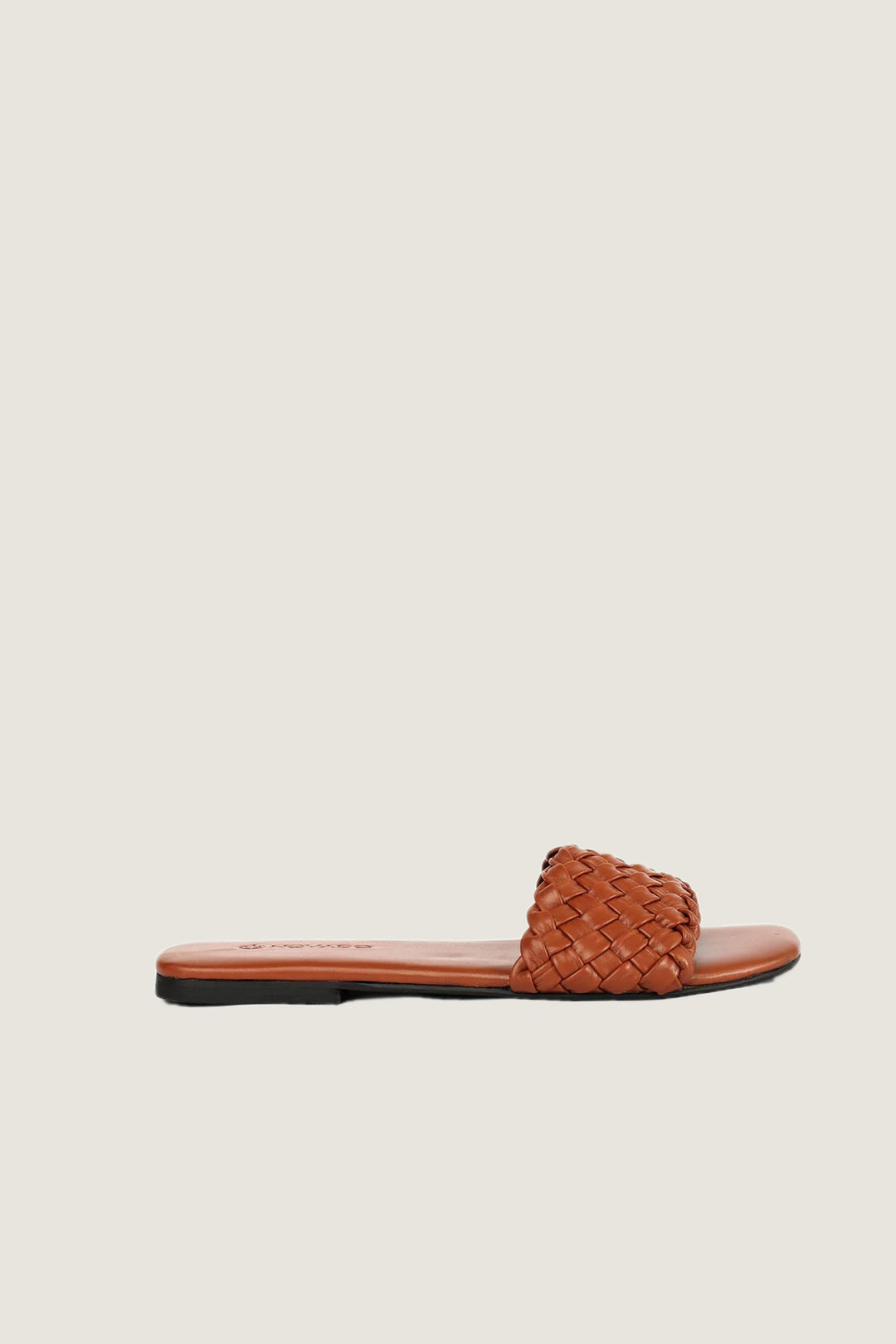 Novado - Leather Sandal with Woven Design - Rust