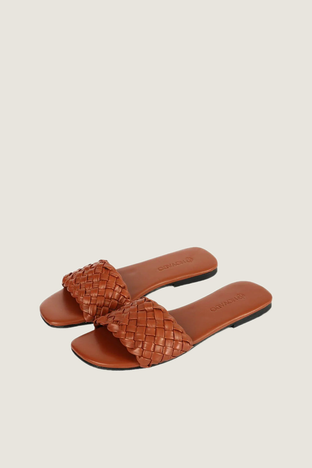 Novado - Leather Sandal with Woven Design - Rust