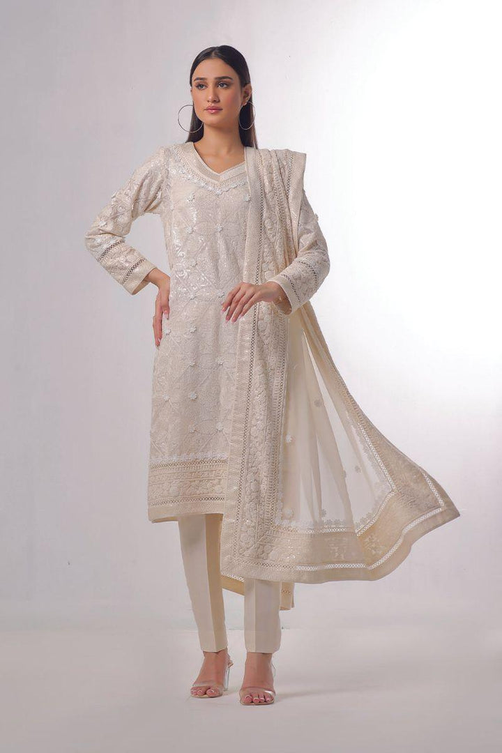 Rizwan Beyg Design - Hana - Cotton Net - White - 2 Piece