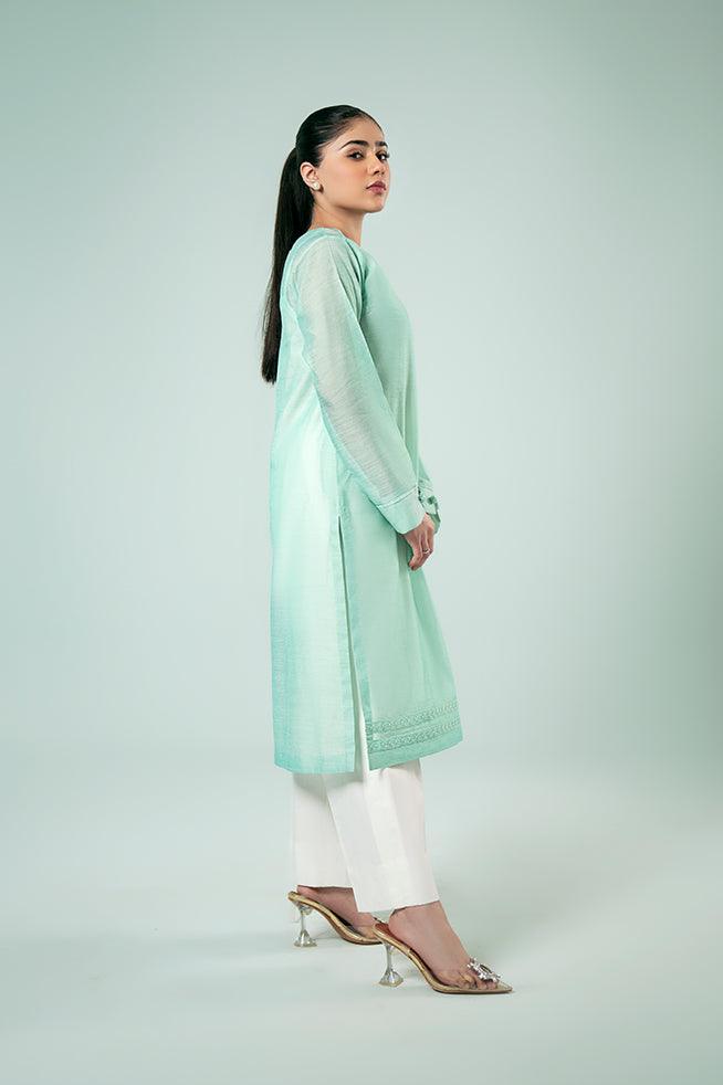 FOZIA KHALID  - Dark Mint Delight - Paper Silk - 1 Piece